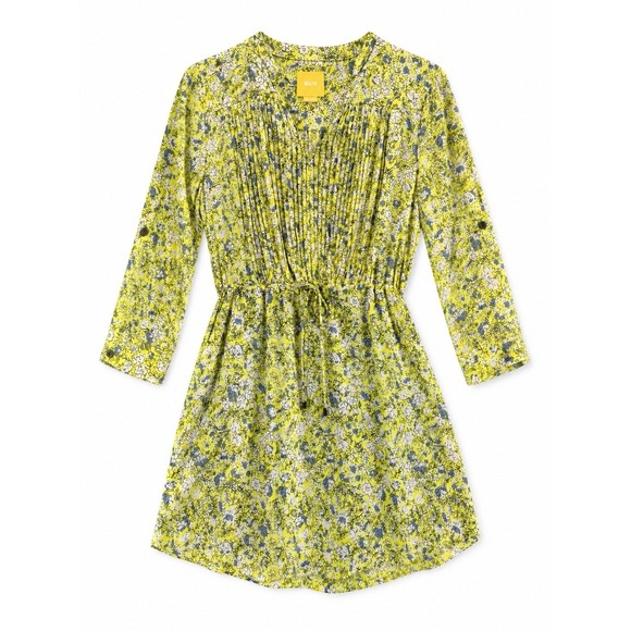 Mauve Dresses & Skirts - Anthro Maeve Galen Floral Dress Yellow Blue Boho Mini Sz S Pockets Sheer Coastal